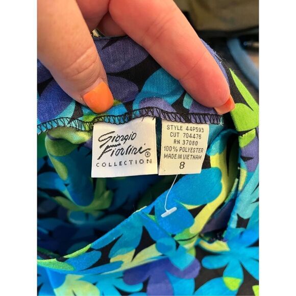 Vintage Giorgio Fiorline Collection Blue & Green Floral Print Cropped Pants sz 8 - Picture 7 of 7
